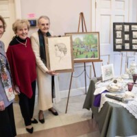 The Framingham History Center invited Framingham artist Margaret M. Kendall, by Bonnie Mitchell, Pat Levin, and floral designer Pat Towle